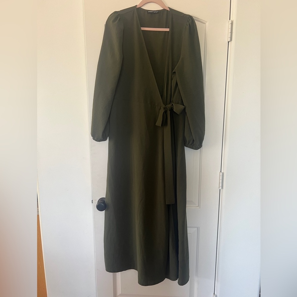 SHEIN Deep Green Long Sleeve Dress